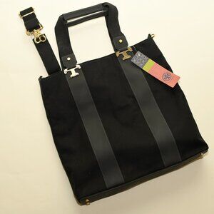 NEW Tory Burch Black Nico Tote Bag Canvas Jelly NWT Style #20099057 N/S Logo